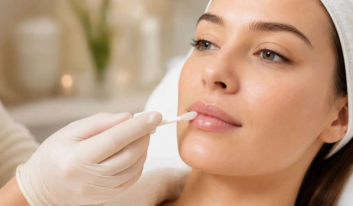 Cuidado profissional de hidratação labial