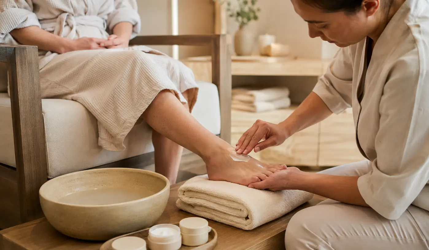 Atendimento profissional de spa dos pés